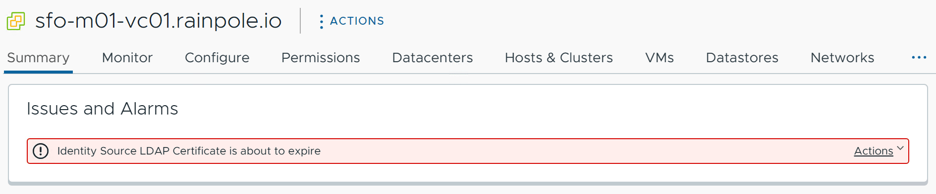 Identity Source LDAP Certificate is about to expire